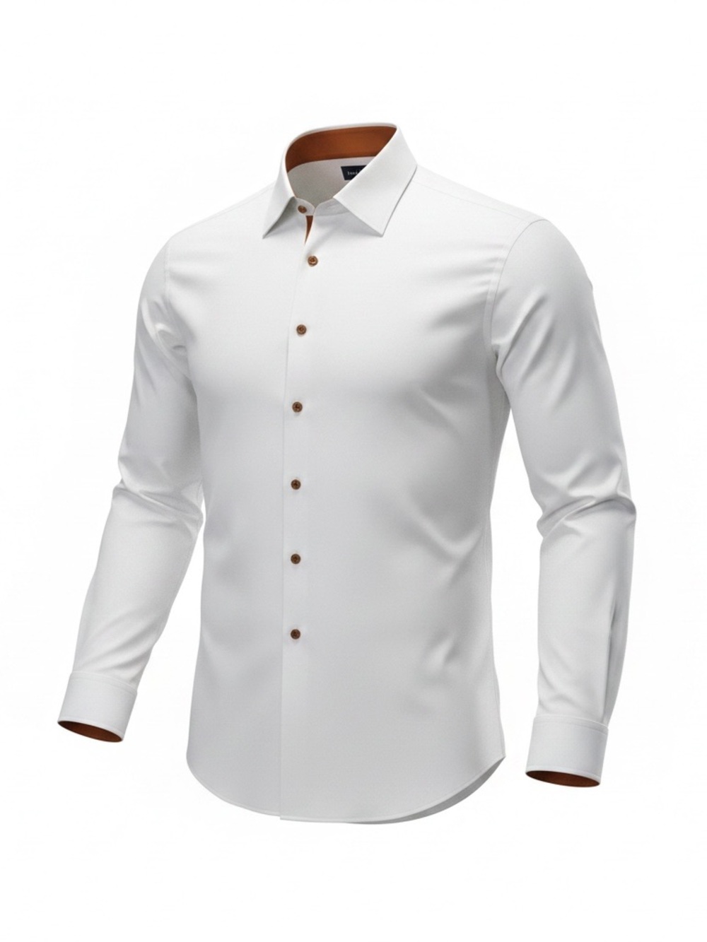 Paul Fredrick Men’s 16.5 34 White Non-Iron Stretch Dress Shirt Contrast Trim